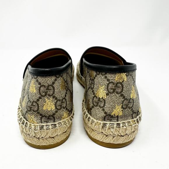 Gucci GG Supreme Monogram Bee Espadrille Flats Loafers - Picture 4 of 11